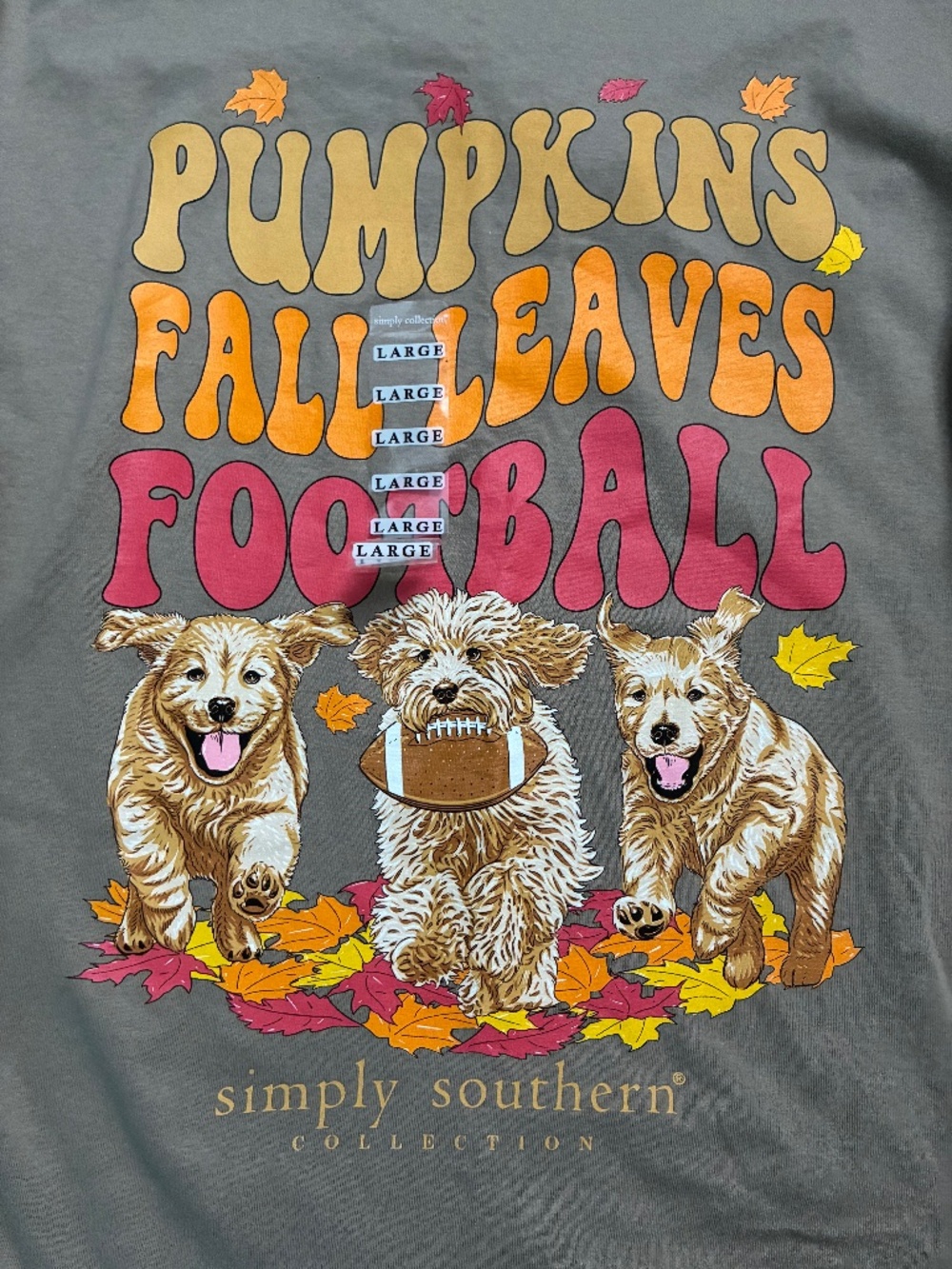 NWT Large Simply Southern Fall dogs tee shirt L/S